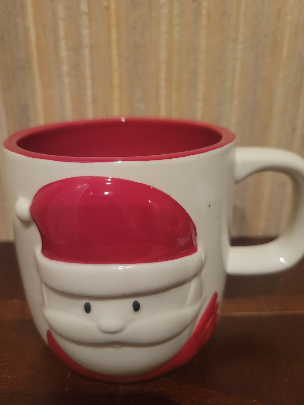 Demdaco White and Red Santa Face Holiday Mug NWT